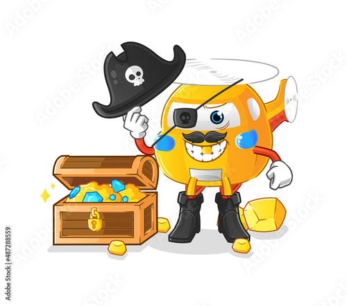 helicopter pirate with treasure mascot. cartoon vector