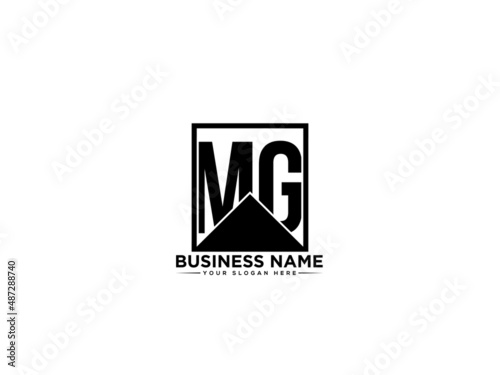 MG Abstract black Logo, Simple black Mg Monogram letter logo design