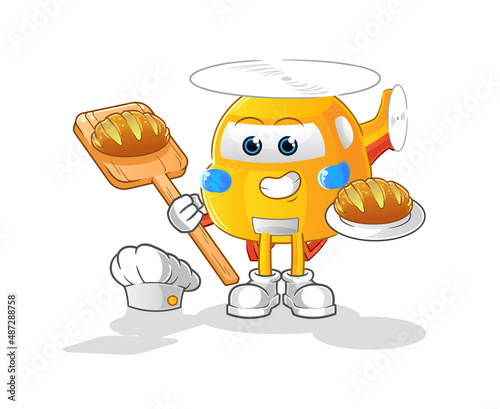 helicopter baker with bread. cartoon mascot vector