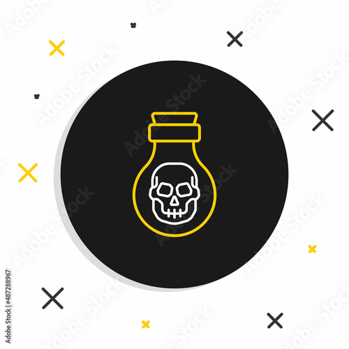 Line Poison in bottle icon isolated on white background. Bottle of poison or poisonous chemical toxin. Colorful outline concept. Vector