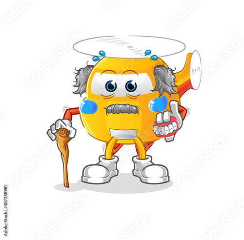 helicopter white haired old man. character vector