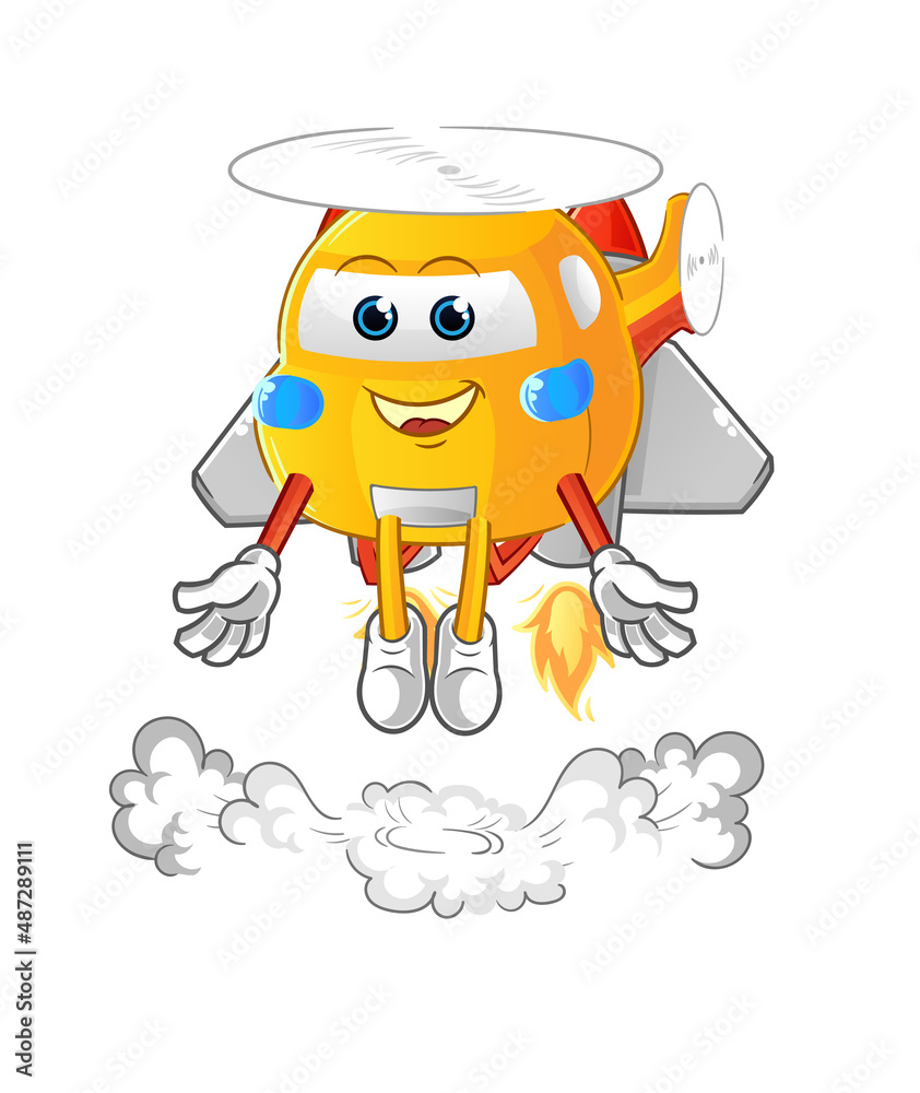 helicopter with jetpack mascot. cartoon vector