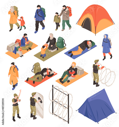 Refugees Isometric Set