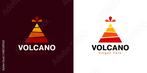 Volcano sign or symbol on white and dark background. Logo concept. flat style