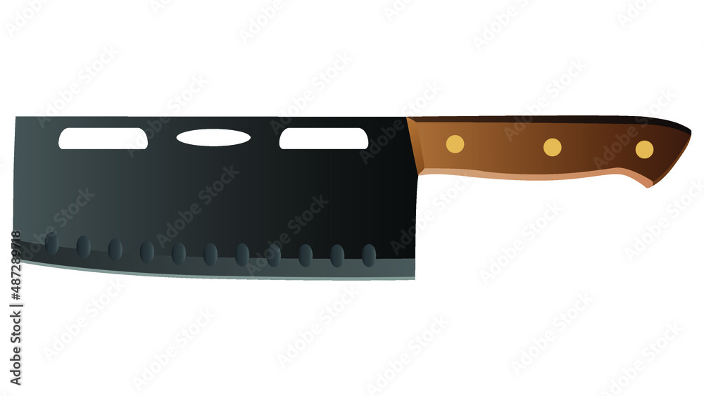 Large sharp cleaver knife isolated on white background, Vector illustration, chef knives, Cutlery icon set Large sharp cleaver knife isolated on white background, Vector illustration, chef knives, Cutlery icon set