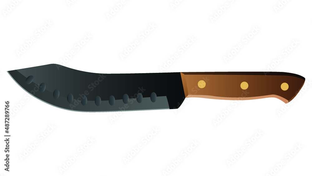 Large sharp cleaver knife isolated on white background, Vector illustration, chef knives, Cutlery icon set