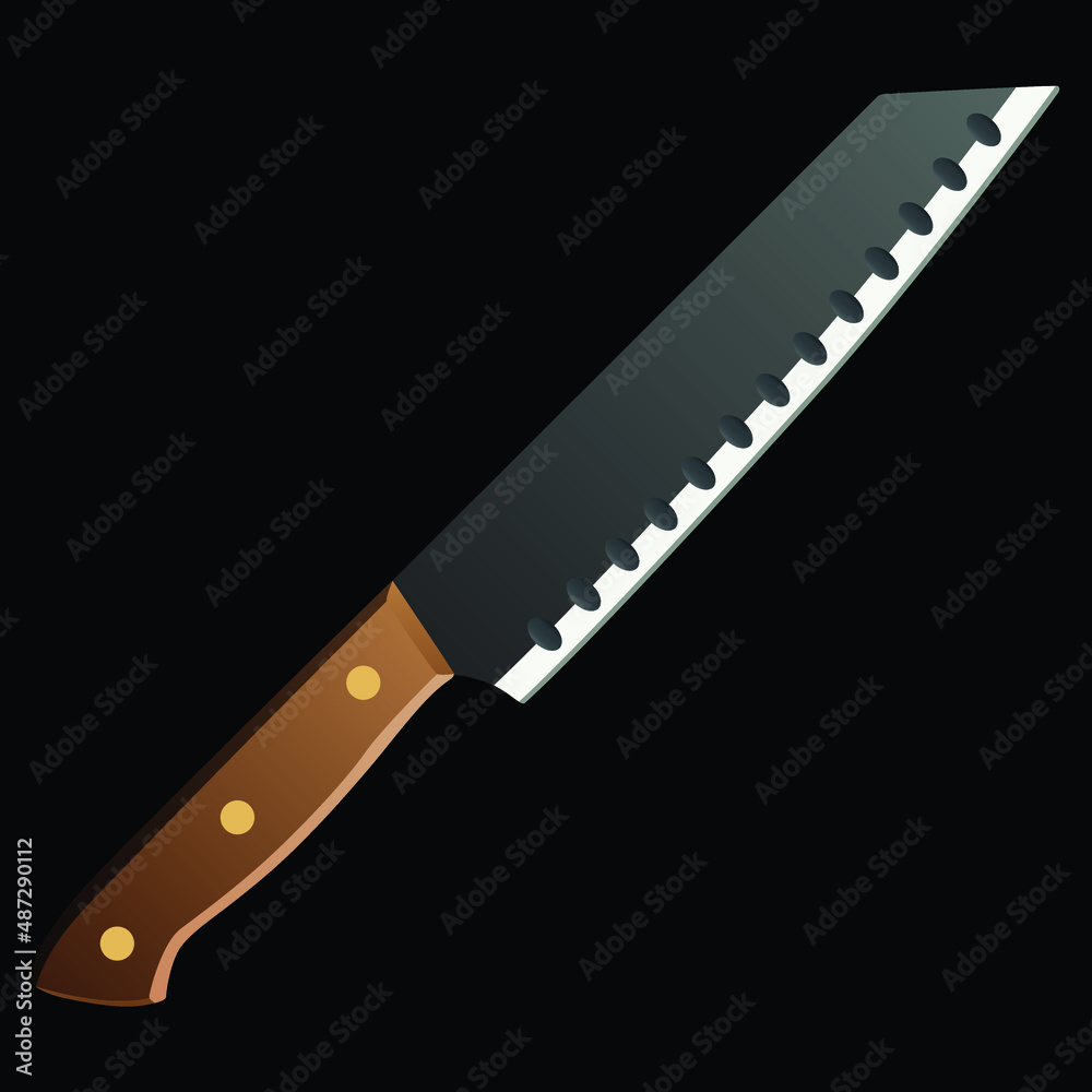 chef knife, butcher meat knife for butcher shop, Meat cutting knives, Cutlery icon set - vector realistic kitchen knives isolated on black, Vector illustration chef knife, butcher meat knife for butcher shop, Meat cutting knives, Cutlery icon set - vector realistic kitchen knives isolated on black, Vector illustration