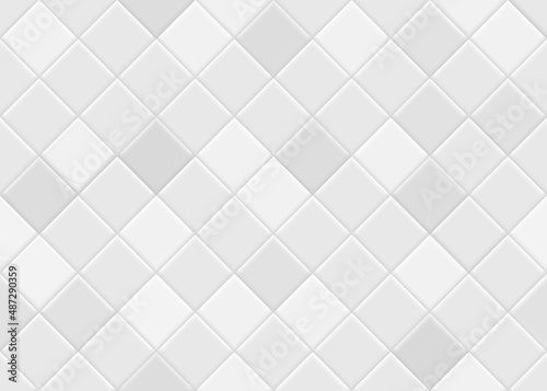 Fototapeta Naklejka Na Ścianę i Meble -  Square tiles seamless pattern. White ceramic tile background.