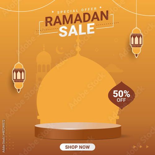 Ramadan sale banner discount template design for business promotion. Ramadan kareem islamic holy month