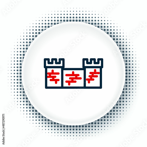 Line Great wall of China icon isolated on white background. Colorful outline concept. Vector