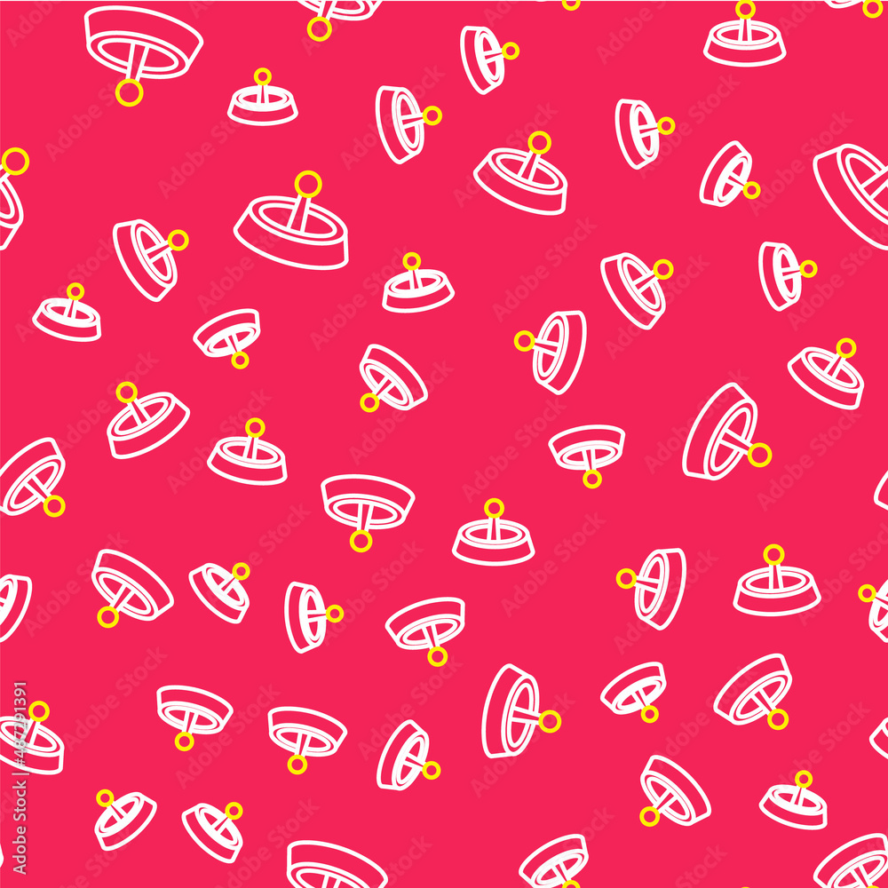 Line Casino roulette wheel icon isolated seamless pattern on red background. Vector Line Casino roulette wheel icon isolated seamless pattern on red background. Vector