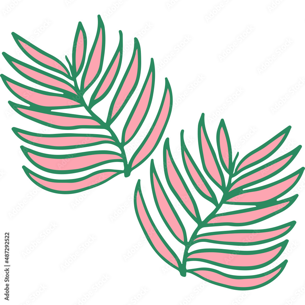 Leaves vector illustration in line filled design Leaves vector illustration in line filled design