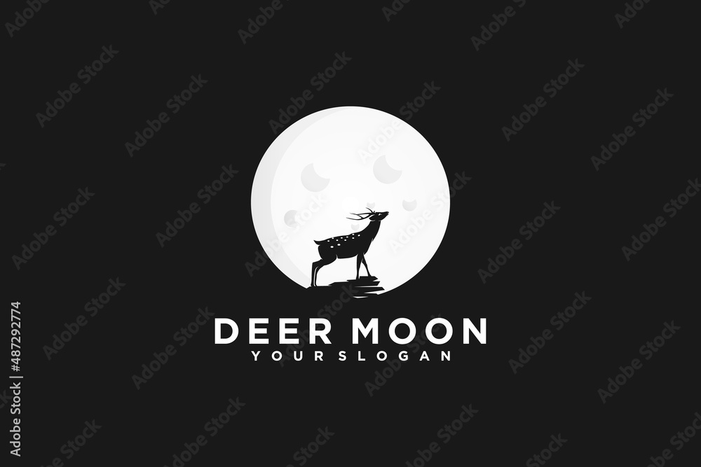 deer with moon, logo inspiration for your business.