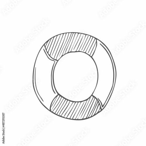 doodle lifebuoy isolated on the white background, and drawn excellent vector illustration, EPS 10