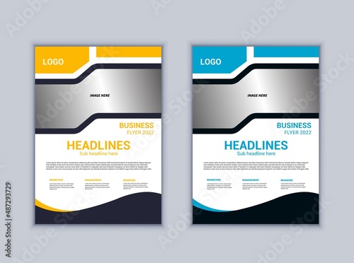 Flyer layout template. Vector brochure background set with elements for magazine, cover, poster, business flyer design.