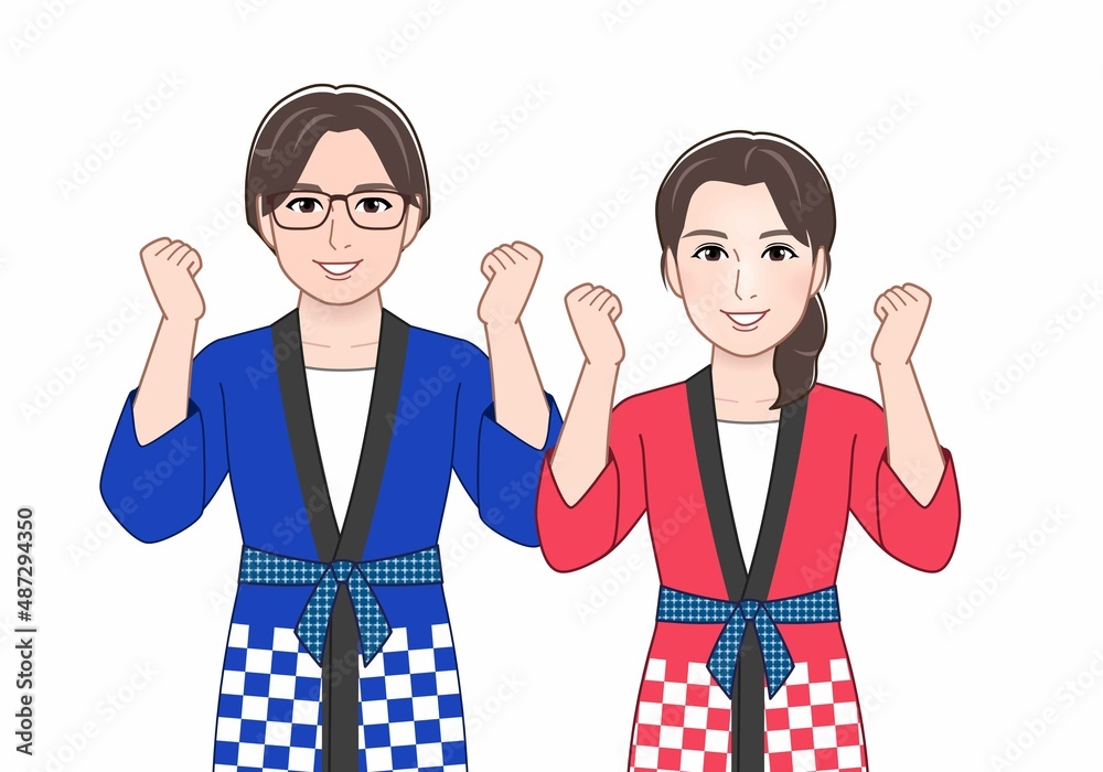 お祭りに参加した男女 お祭りに参加した男女