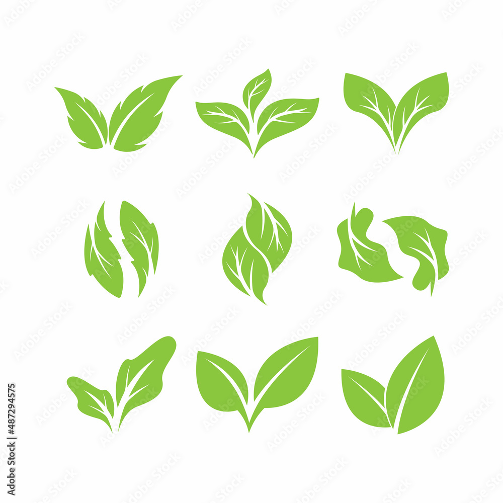 Green leaves logo.green leaf icons set vector template Green leaves logo.green leaf icons set vector template