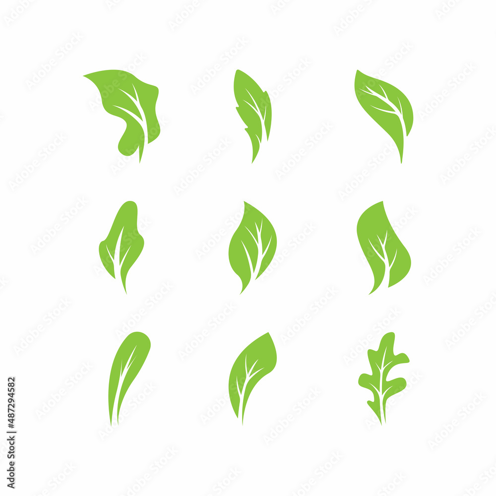 Green leaves logo.green leaf icons set vector template Green leaves logo.green leaf icons set vector template