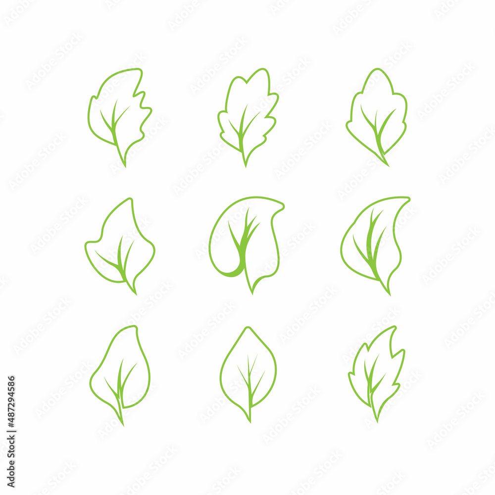 Green leaves logo.green leaf icons set vector template Green leaves logo.green leaf icons set vector template
