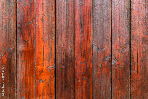 Texture of vertical, brightly colored glossy planks.