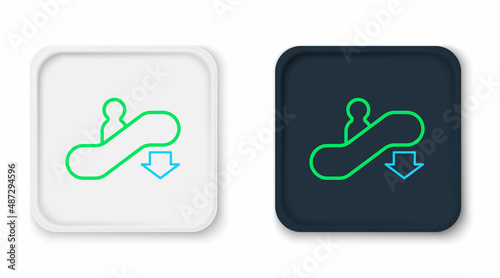 Line Escalator down icon isolated on white background. Colorful outline concept. Vector