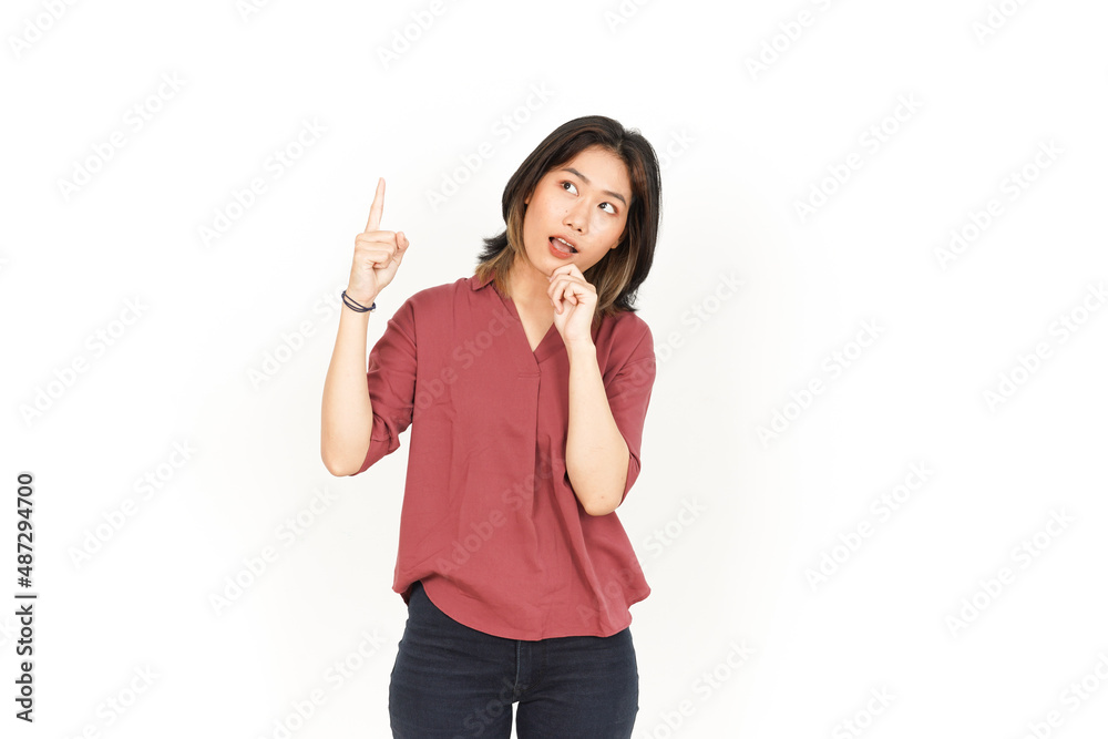 Thinking Gesture Of Beautiful Asian Woman Isolated On White Background Thinking Gesture Of Beautiful Asian Woman Isolated On White Background