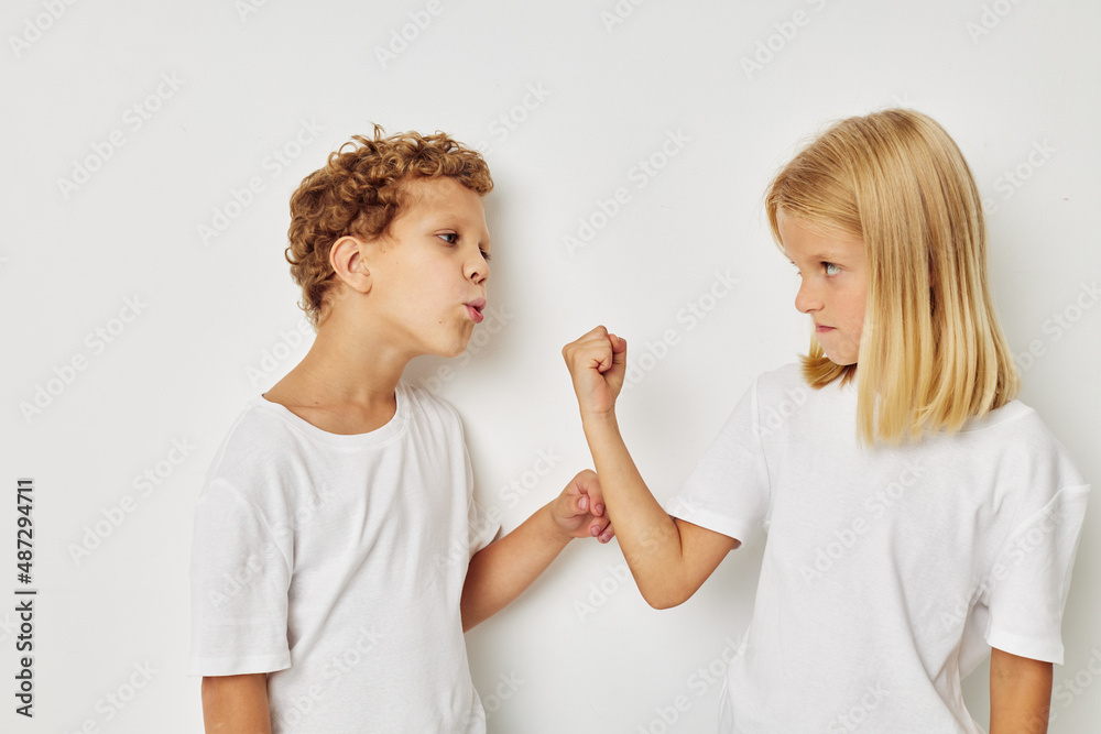 Photo of two children Friendship posing together childhood unaltered Photo of two children Friendship posing together childhood unaltered