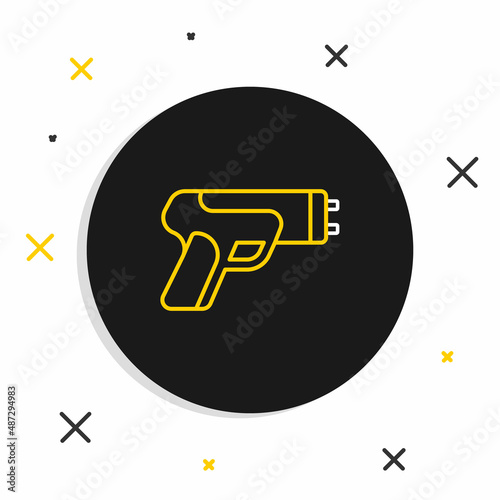 Line Police electric shocker icon isolated on white background. Shocker for protection. Taser is an electric weapon. Colorful outline concept. Vector