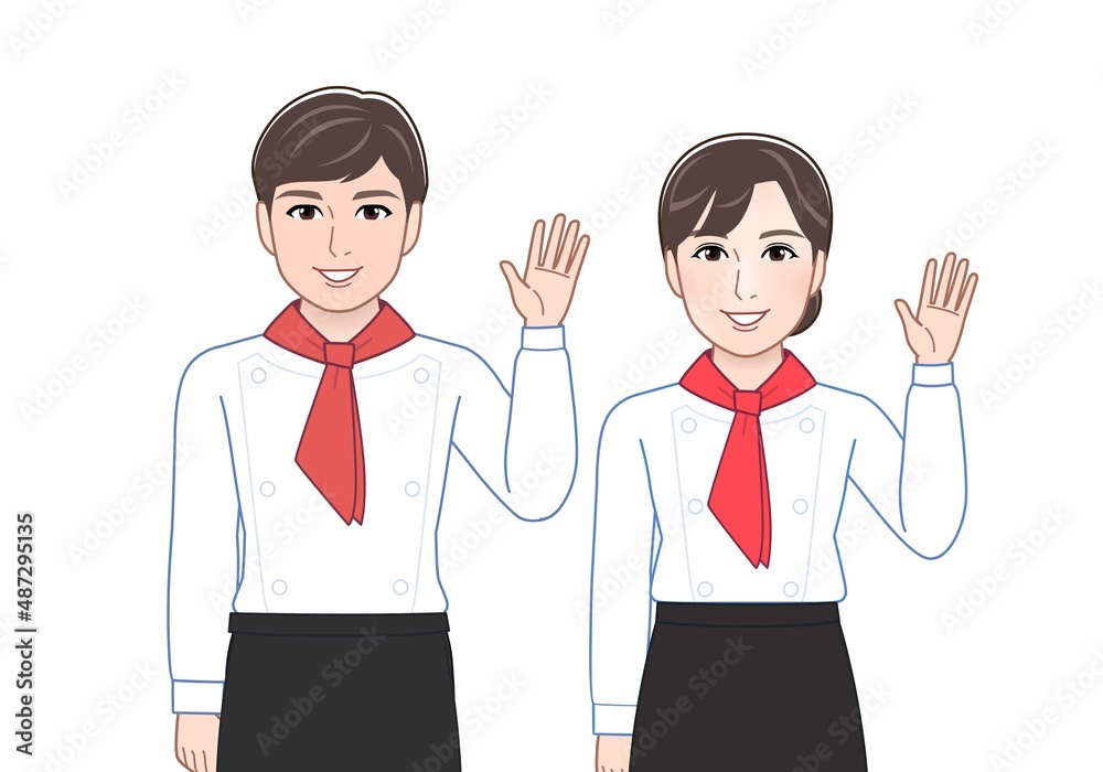 Fototapeta premium お店に出勤している男女2人
