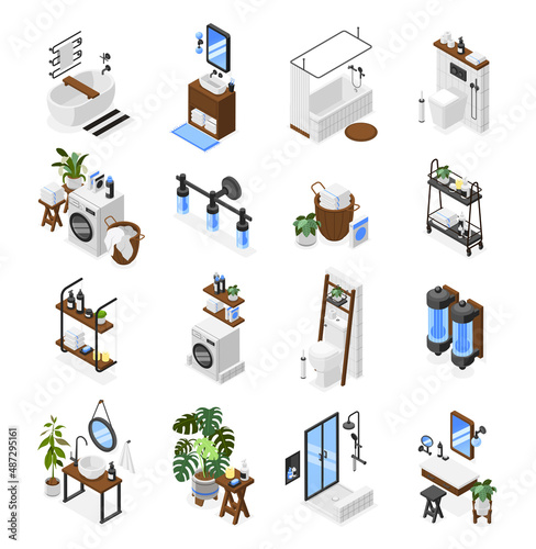 Bathroom Interiors Isometric Set