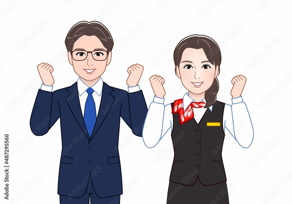 お店に出勤している男女2人