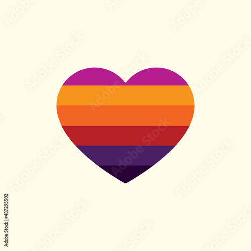 Vintage sunset in the shape of a heart, in the style of the 80s. Vector background. A design element. Free Download Vintage sunset in the shape of a heart, in the style of the 80s. Vector background. A design element. - GFXLoad