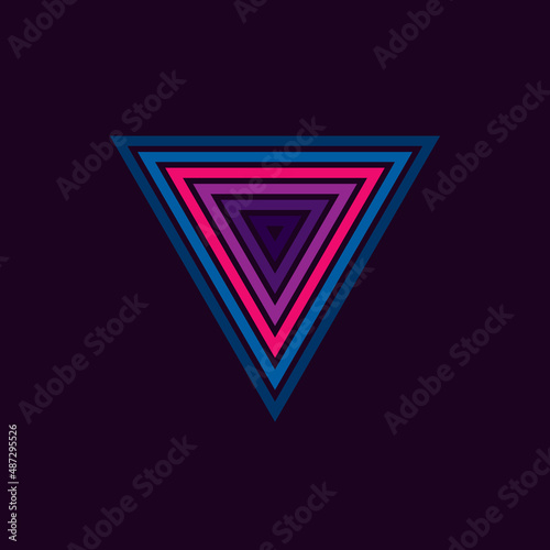 Vintage triangular sunset in the style of the 80s. Vector background. A design element.
