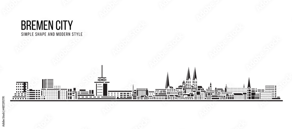 Cityscape Building Abstract Simple shape and modern style art Vector design - Bremen city