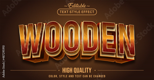 Fototapeta Naklejka Na Ścianę i Meble -  Editable text style effect - Wood text style theme.
