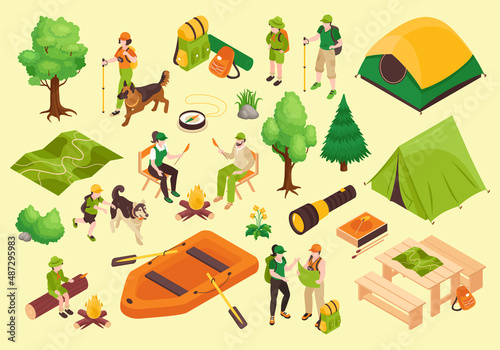Isometric Camping Icons Collection