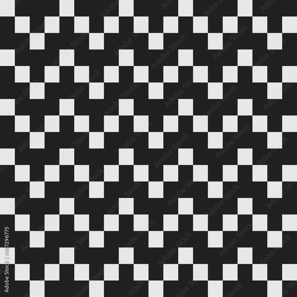 Fototapeta premium Pixelated black and white pattern of white waves.