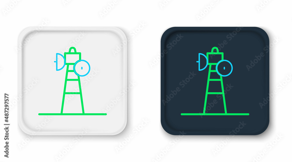 Line Satellite dish icon isolated on white background. Radio antenna, astronomy and space research. Colorful outline concept. Vector Line Satellite dish icon isolated on white background. Radio antenna, astronomy and space research. Colorful outline concept. Vector