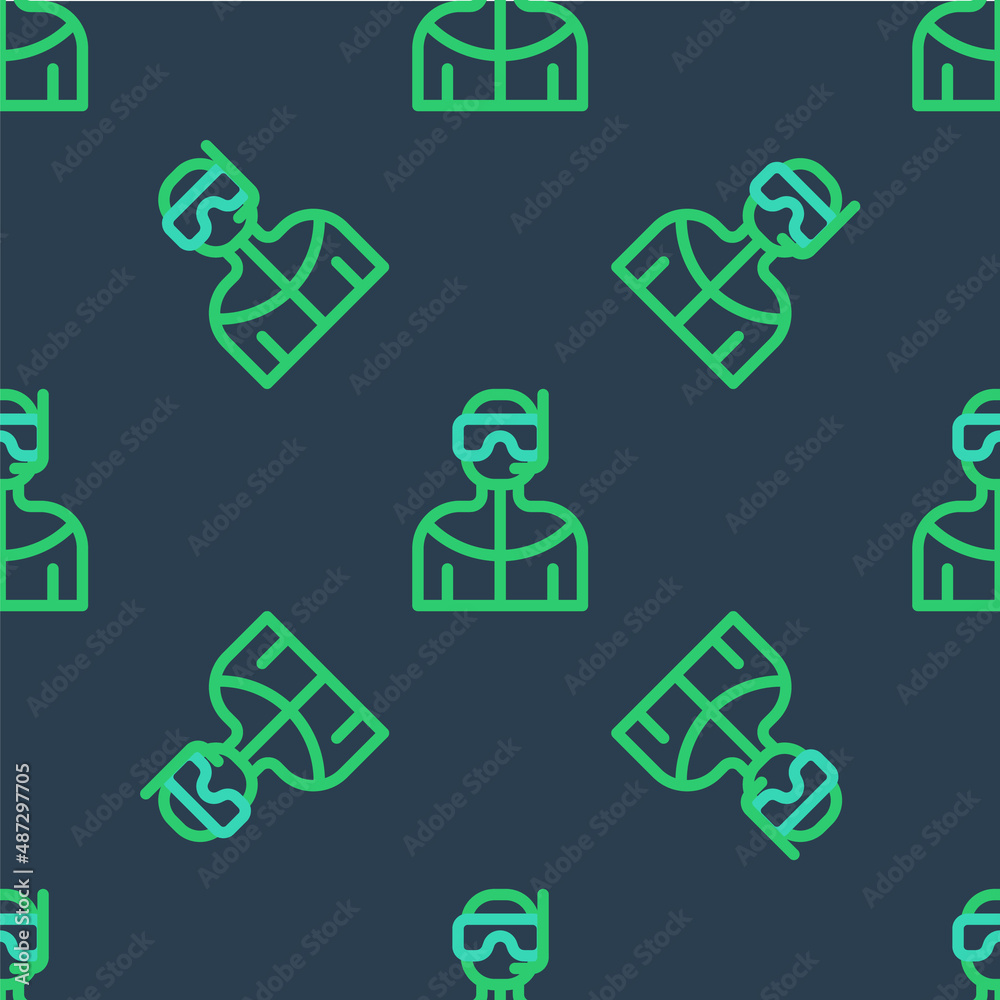 Line Wetsuit for scuba diving icon isolated seamless pattern on blue background. Diving underwater equipment. Vector Line Wetsuit for scuba diving icon isolated seamless pattern on blue background. Diving underwater equipment. Vector