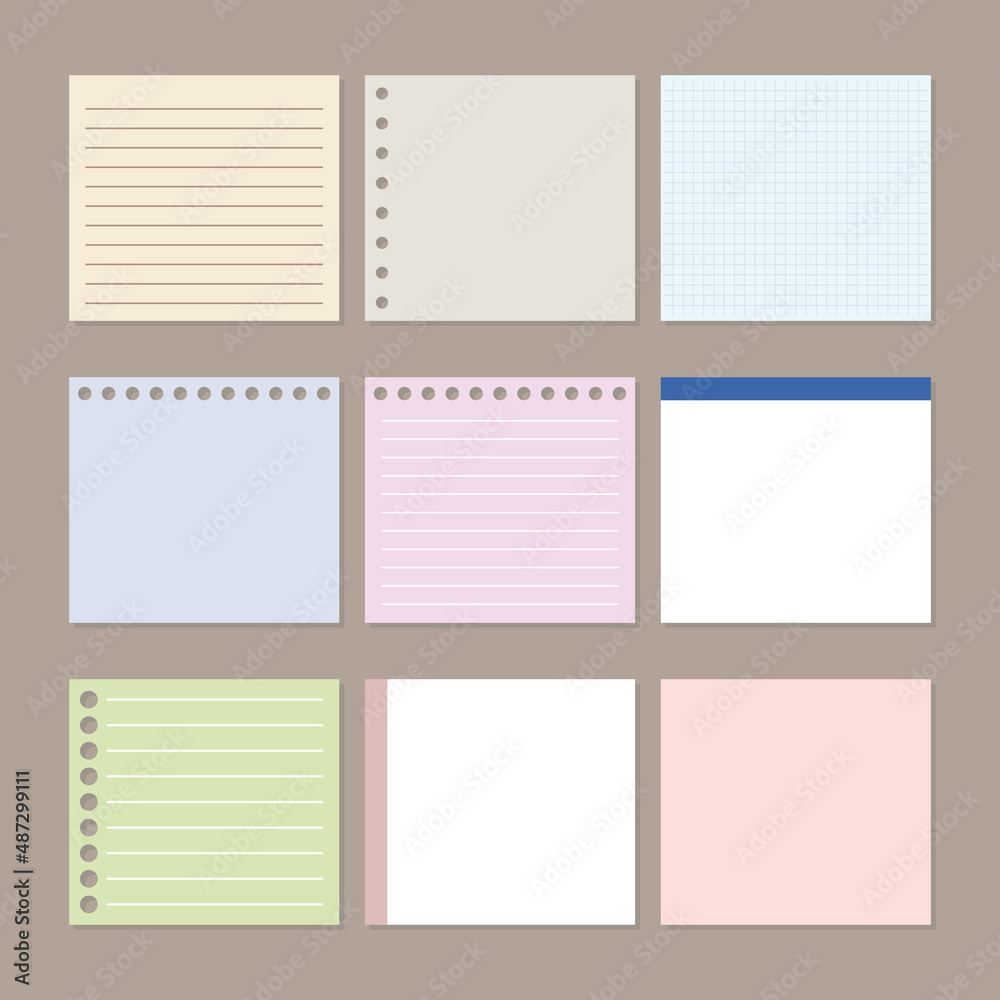 Collection of blank memo pads in various colors Stock Vector Adobe Stock