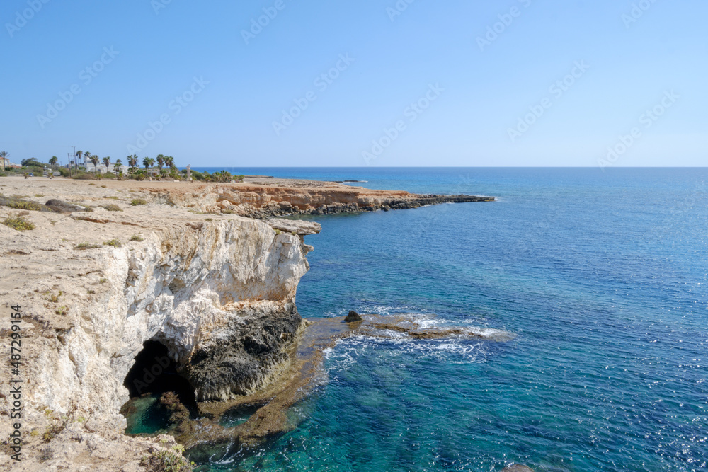 sea caves on the ocean shore