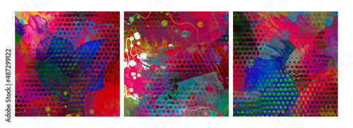 Liquid colors covers set. Bright colors mixture.