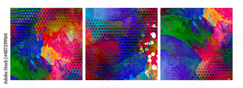 Liquid colors covers set. Bright colors mixture.