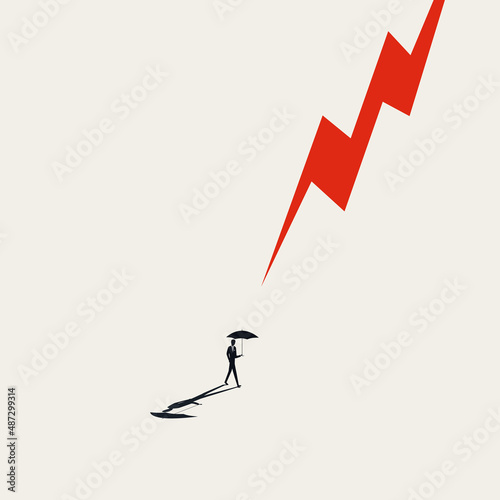 Business insurance vector concept. Symbol of protection, risk, danger, umbrella. Minimal illustration.
