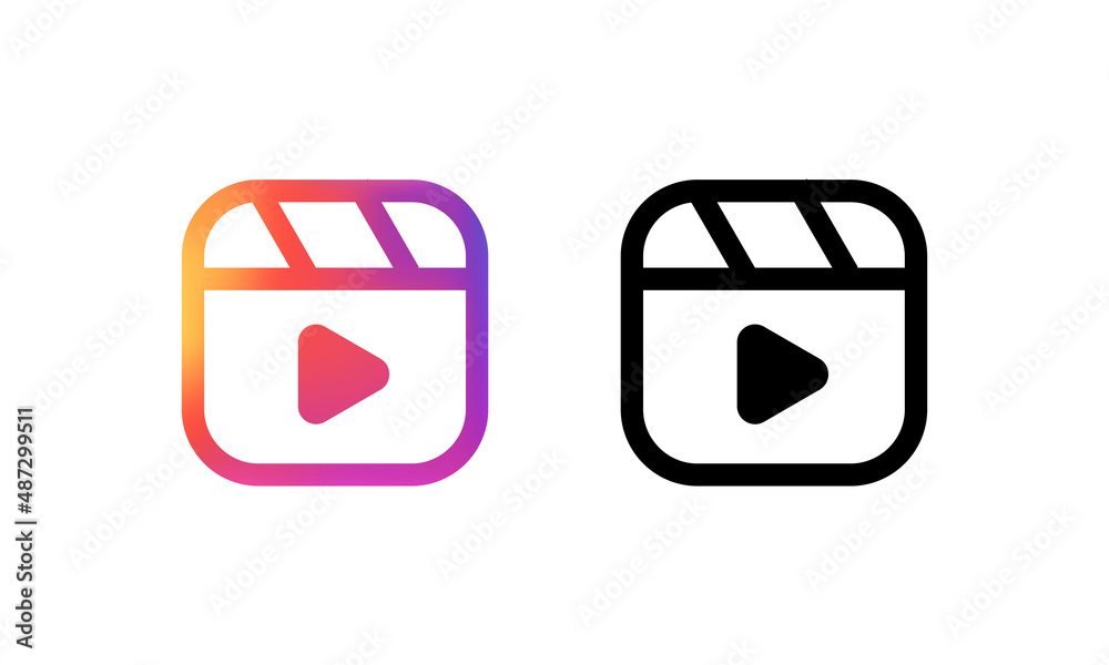 Watch video icon set. Movie time. Social media concept. Vector on isolated white background. EPS 10 Watch video icon set. Movie time. Social media concept. Vector on isolated white background. EPS 10