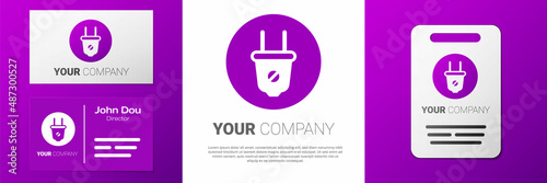 Logotype Electric plug icon isolated on white background. Concept of connection and disconnection of the electricity. Logo design template element. Vector