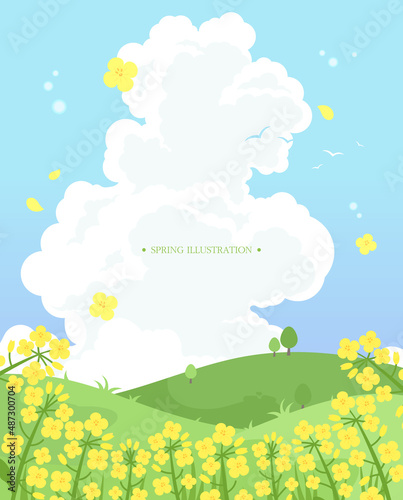 A warm spring view illustration. 
