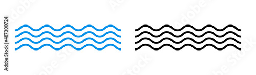 Wave icon. Sea and ocean wave icons. Line water illustration. Logo for river and pool. Outline beach symbol. Vector