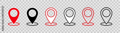 Map pin. Outline map pin position symbol with circle place isolated transparent background. Icons of gps points. Web pointer of destinations. Sign for road travel. Vector