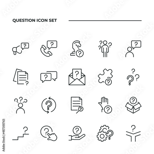 simple set of Question vector icons with editable line styles covering Confused, mystery, puzzle and other. isolated on white background. 